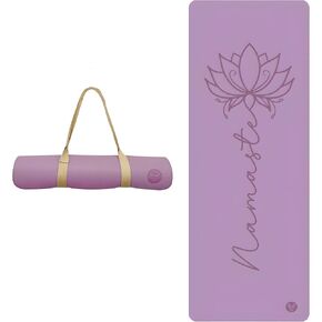 Yoga Mat Thick 4.5mm, Natural Rubber and PU Non Slip Yoga Mats with Strap Women, Exercise Mat for Yoga, Professional Pilates, Home Workout, Gym Mat Fitness, Namaste Yoga Mat