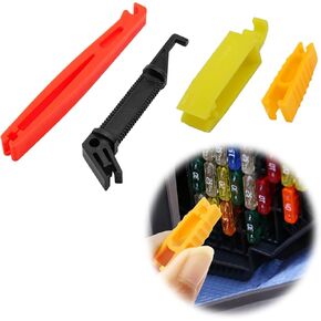 4 Piece Blade Glass Fuse Insertion Puller Set Plastic Fuse Removal Kit, Mini Automotive Fuse Insertion and Removal Pluckers for Car Motorcycle Truck Fuses Relacement