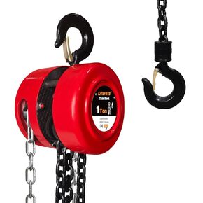 Hand Chain Hoist,2200 lbs /1 Ton Capacity Chain Block with 12ft Lifting Height,Manual Hoist with Industrial Grade Steel Construction for Lifting Good in Transport & Workshop