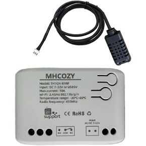 WiFi Wireless Temperature and Humidity Controller,ewelink app Remote Dry Contact Smart Relay Switch,Compatible with Alexa Google Assistant