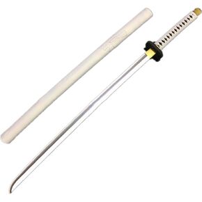 damdos Halloween Prop 40" Katana Weapon Cosplay Sword Roronoa Zoro PU Rubber Samurai Swords Birthdays Gifts(White)