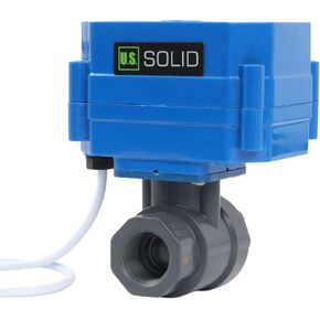 1/2" UPVC Motorized Ball Valve - Plastic Electrical Ball Valve with Full Port, 2 Wire Auto Return, 9-36V AC/DC, Normally Open