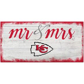 Fan Creations NFL Kansas City Chiefs Unisex Kansas City Chiefs Script Mr & Mrs Sign, Team Color, 6 x 12