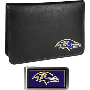 Siskiyou Sports NFL Baltimore Ravens Weekend Bi-fold Wallet & Color Money Clip, Black, One Size