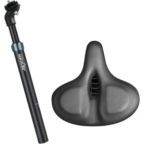 Comfortable Bike Seat with Suspension Seatpost, Large Oversized Saddle, Upgrade for EBIKE - 27.2/30.4/30.9/31.6/31.8/33.9mm
