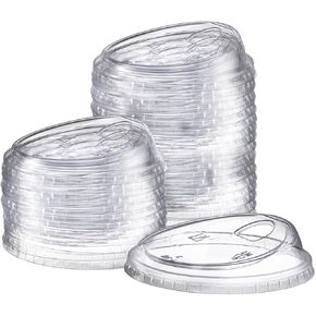 GUSTO [100 Count] Crystal Clear Strawless PET Plastic Lids for 12, 16, 20 & 24 oz. Milkshake Cups