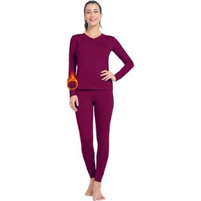 Subuteay Thermal Underwear for Women Long Johns Set Fleece Lined Base Layer Pajama