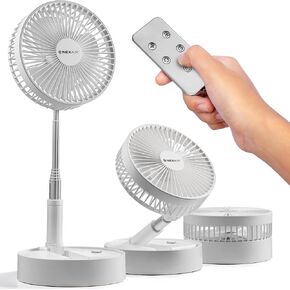 Foldable Fan, Oscillating 4 Speed Portable Fan Adjustable Height 14"–40", Remote Controlled folding Fan with 10,000 mAh Rechargeable Battery, Quiet Floor Fan For Bedroom, Great Fan For Travel