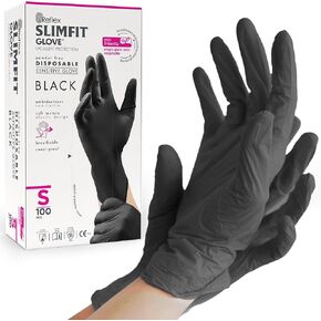 Disposable Gloves Black Exam Gloves Cleaning Gloves, Kitchen and Food Safe(Pack of 100) Black