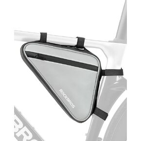 ROCKBROS Bike Frame Bag Reflective Bicycle Triangle Bag with Two Side Pockets Strap-On Under Top Tube Storage Pouch Bike Accessories for Adult (0.9L)