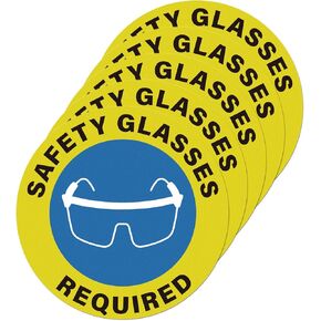 5 Pack Safety Glasses Required Sticker 17 × 17 Inches Eyes Protection Caution Warning Safety Sign Self Adhesive Vinyl Waterproof Decal for Factory Warehouse Workplace