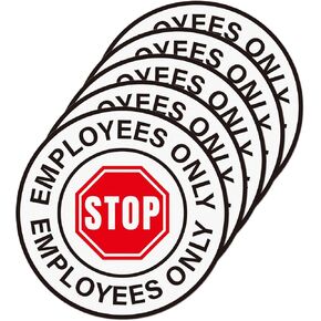 5 Pack Stop Employees Only Sign 17 × 17 Inches Caution Warning Safety Sticker Self Adhesive Vinyl Waterproof Decal for Workplace Business Office