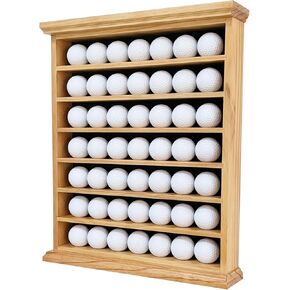 Deluxe Natural Wood Golf Ball Display Cabinet - Showcases Up to 49 Golf Balls - Ideal for Collectors & Enthusiasts