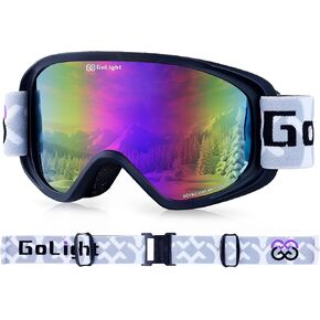 Ski Goggles, Snowboard Goggles for Women and Youth, 100% UV Protection, Anti-Fog, Cylindrical Lens, Winter Snow Goggles, Black Frame, Violet Revo, YG-99
