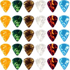30Pcs Guitar Picks Plectrums Guitar Accessories Celluloid Guitar Picks 0.5 0.75 1.0 mm Thin Variety Colorful Love Heart Natural Feel, Warm Tone for Bass Acoustic Guitar Electric Guitar