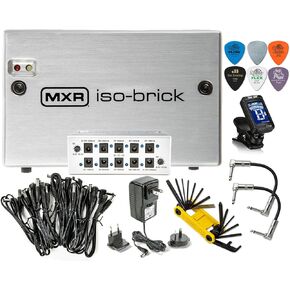 MXR M238 Iso-Brick Effects Pedal Power Supply 9V,18V Outputs Plus Two Variable 6V-15V with Tonebird Bundle with Dunlop 18V Power Adapter, True Tune Tuner, Multi-Tool, Patch Cables and Dunlop Picks