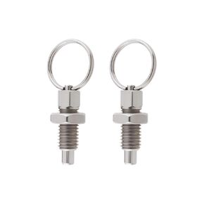 2PCS Spring Plunger with Pull Ring M10 Quick Release Pin Stainless Steel Non-Locking Type Stubby Hand-Retractable Spring Plunger for Industrial Equipment