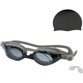 Swimming Goggles & Cap & Earplugs Set, No Leaking & Full Protection Swimming Glasses, For Men & Women
