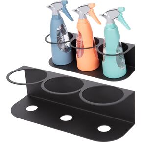 Spray Bottle Holder 6 Large Opening Wall Mount Solid Steel Storage Rack, Holds up to 32 oz Detailing Bottle Organizer, Includes Hardware Easy to Install