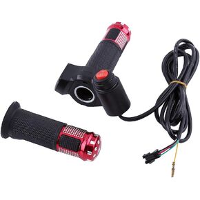 Yosoo 3 Gears Speed Switch Bike Grips Cover with Led Display Sn Accelerator Handle for Electric ycle (Red&Black) 48V Scooter Electric Throttle Ebike Throttle