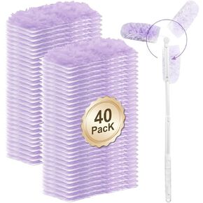 360° Duster Refills for S-wiffer Dusters,Multi Surface Thickened Heavy Duster kit for Cleaning inclue 40 Count Disposable Dust Refills with 1 Extension Handle