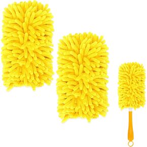 KEEPOW Reusable Duster Refills, Microfiber Ceiling Fan Duster Reusable 360 Duster Refills Heavy Duty Hand Dusters for Cleaning Compatible with Swiffer, Yellow, 2PCS(Handle is Not Included)