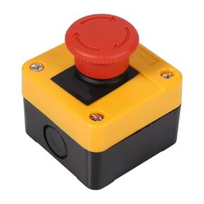 DEWIN Emergency Stop Push Button Switch, Red Sign Emergency Stop Switch Push Button Weatherproof Push Button Switch 660V with Box