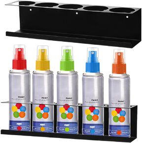 Cedilis 2 Pack Aerosol Spray Can Holder Rack for 10 Cans, Wall-Mounted Steel Spray Can Organizer, Spray Paint Can Holder for Garage and Workspace, Black