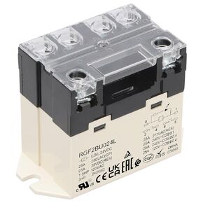 General Purpose Relay, RGF2BU024L, 25A 24VDC Coil Voltage, 6Pin Double Pole Single Throw Normally Open Contacts, with LED Indicator Light and Protection Cover (1)