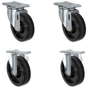 CasterHQ - 4" X 1.25" Light Duty Phenolic Wheel - 2 Swivel Casters 2 Rigid - Set of 4-1,400 lbs Cap per Set of 4
