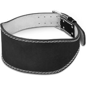 Leather Weight Lifting Belt for Men Women, 6" Back and Lumbar Support Gym Belt for Bodybuilding, Fitness, Powerlifting, Cross Training, 8 Adjustable Holes