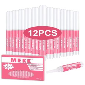 MEKK Nail Glue,Super Strong Nail Glue for Acrylic Nails,Long Lasting Nail Glue for Press Ons,Professional Nail Tip Glue Nail Tech Supplies Adhesive Press On Nail Glue for Nail Tips 0.07OZ/PCS(12PCS