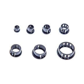 200pcs 7 Size Cable Snap Bushing Grommets, Black Nylon Round Grommet Protector Hole Plugs Locking for Wiring, Cord Hose & Tubing, 5/16" 3/8" 2/5" 1/2" 5/8" 3/4" 1"