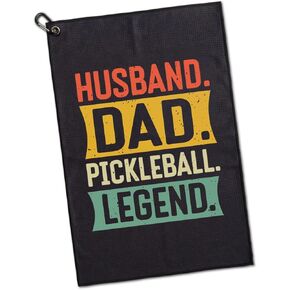 Husband Dad Pickleball Legend Printed Microfiber Pickleball Towel with Clip, Funny Pickleball Towel Gifts for Men Dad Grandpa, Fathers Day Birthday Gift for Pickleball Lover