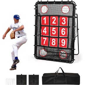 Baseball Pitching Net with Strike Zone, Portable Baseball Softball Net for Batting Pitching Hitting, Baseball Training Equipment with Carry Bag