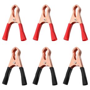 6 Pcs 50A Insulated Alligator Clips Metal Alligator Clips Black & Red Heavy Duty Battery Charger Clamps Metal Spring Clips for Loading Truck Car Battery Electric Test