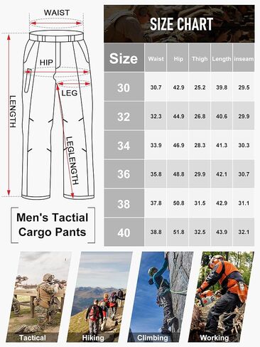 Men's Cargo Pants Ripstop Water Resistant Tactical Pants Lightweight Stretch Hiking Work Pants Outdoor Gear in Saudi Arabia