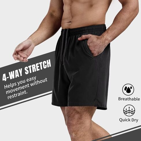 3 Pack Men's Athletic Running Shorts 5 Inch Gym Workout Shorts Quick Dry Active Sports Shorts with Zip Pockets(Black,Dark Gray,Light Gray,2XL) in Saudi Arabia