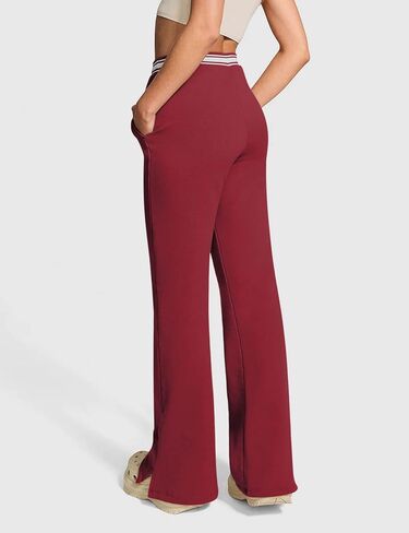 HeSaYep Women's Fleece Lined Sweatpants Winter Warm High Waisted Trousers Split Hem Flare Sweat Pants with Pockets in Saudi Arabia