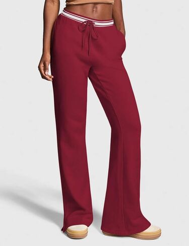 HeSaYep Women's Fleece Lined Sweatpants Winter Warm High Waisted Trousers Split Hem Flare Sweat Pants with Pockets in Saudi Arabia