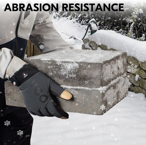 Vgo... 0°C/32°F Winter Pig Leather Work Gloves, Cold Weather Waterproof Safety Work Gloves(PA7726FW) in Saudi Arabia