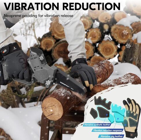 Vgo... 0°C/32°F Winter Pig Leather Work Gloves, Cold Weather Waterproof Safety Work Gloves(PA7726FW) in Saudi Arabia
