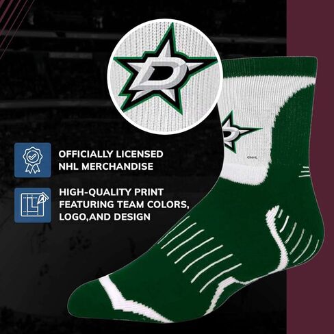 للأقدام العارية NHL Adult Risplge Team Mass Mass و Womens Quarter Socks (Dallas Stars - Forest Green ، Medium) in Kuwait