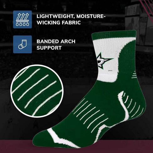 للأقدام العارية NHL Adult Risplge Team Mass Mass و Womens Quarter Socks (Dallas Stars - Forest Green ، Medium) in Kuwait