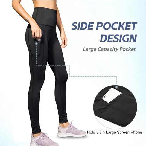 doorslay 2 Piece Yoga Pants with Pockets, High Waisted Workout Yoga Black Leggings for Women, Butt Lifting Tummy Control Pant in Kuwait
