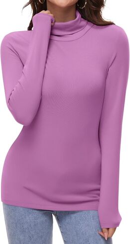 Women's Turtle Necks Long Sleeve Shirts Basic Thermal Underwear Tops Lightweight Base Layer in Saudi Arabia