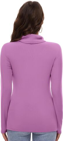 Women's Turtle Necks Long Sleeve Shirts Basic Thermal Underwear Tops Lightweight Base Layer in Saudi Arabia