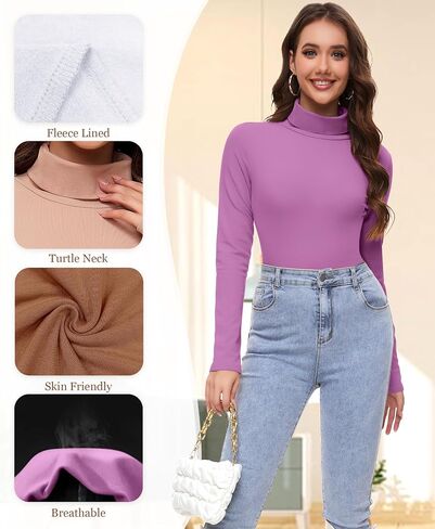 Women's Turtle Necks Long Sleeve Shirts Basic Thermal Underwear Tops Lightweight Base Layer in Saudi Arabia