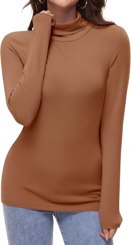 Women's Turtle Necks Long Sleeve Shirts Basic Thermal Underwear Tops Lightweight Base Layer in Saudi Arabia