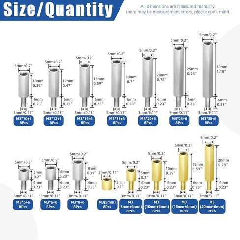 Glarks 256pcs M3 Carbon Steel & Nylon & Brass Standoff Set Hex Mount Spacer Motherboard Spacer Male-Female Spacer Standoff with Pan Head Screw Nylon Screw Nut and Hex Nut for PCB, Quadcopter Drone in Kuwait